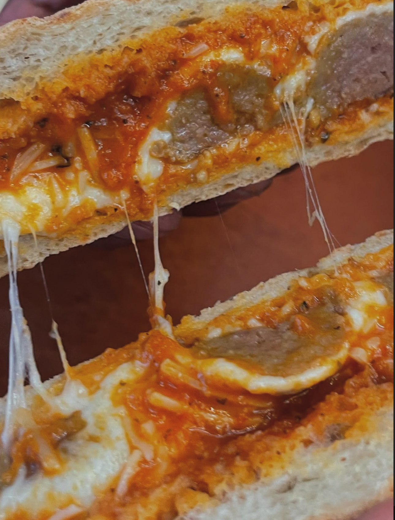 Meatball sandwich close-up